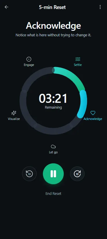 Vayvio mobile Reset in the Acknowledge phase.